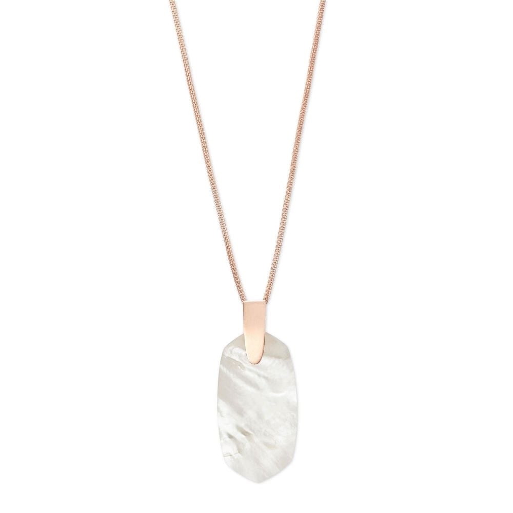 KENDRA SCOTT *NWT* Inez Rose Gold Long Pendant Necklace in Ivory Pearl